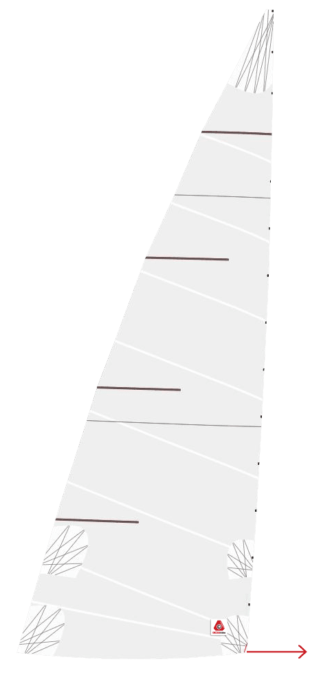 La grand-voile Delta Access à 1 latte forcée et 3 courtes